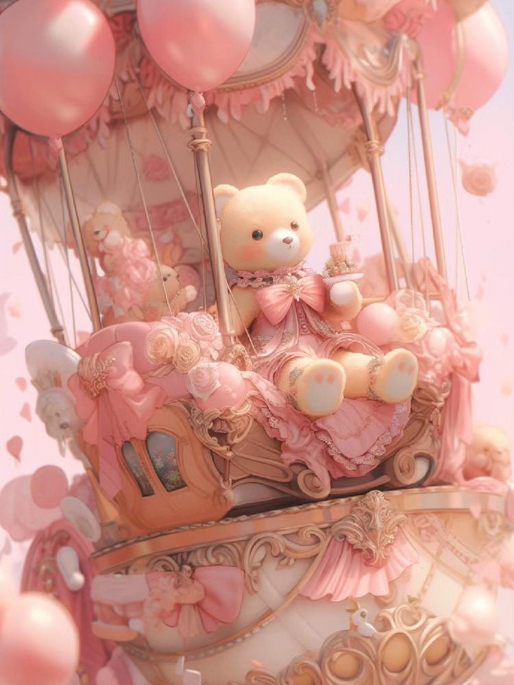 New Diamond Drawing Cartoon Girl and Gift Full Round Cartoon 5D Diy Embroidered Cross Mosaic Home Decoration Gift