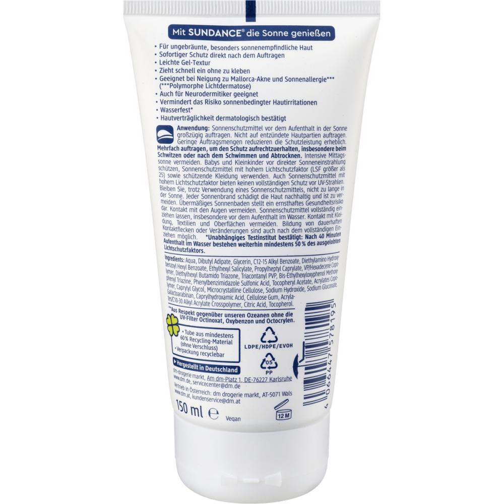 Niemcy DM SUNDANCE Sundance Sensitive Sun Cream Gel LSF 30 150ml