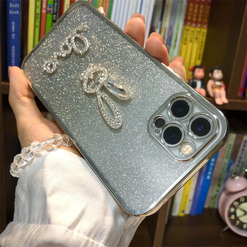 Glitter electroplated anti-fall mobile phone case for Transsion InfinixTECNO P40 and NOTE30VIP. Featuring a cute rabbit girl design.