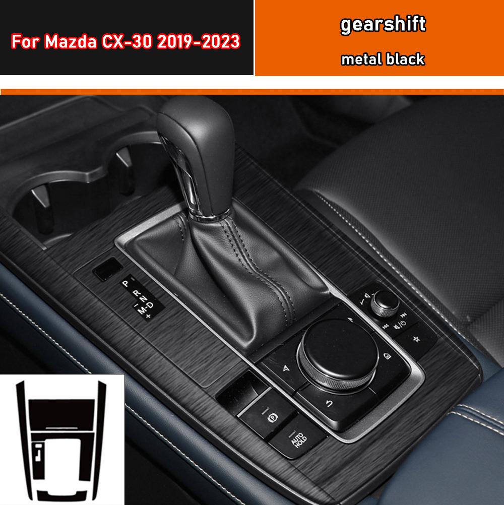 Car Interior Sticker Gear Box Protective Film For Mazda CX-30 2019-2025 Car window Panel Sticker Carbon Fiber Black