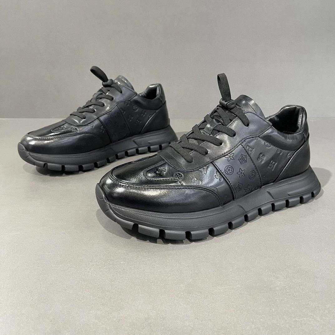 Men S Autumn Winter Genuine Cowhide Forrest Gump Sneakers, European Station Trendy Casual Leather Shoes, Soft Comfort Daily Footwear 38