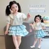 Girls' summer short sleeved set 2026 new baby shirt cake skirt two-piece set children's summer stylish clothes