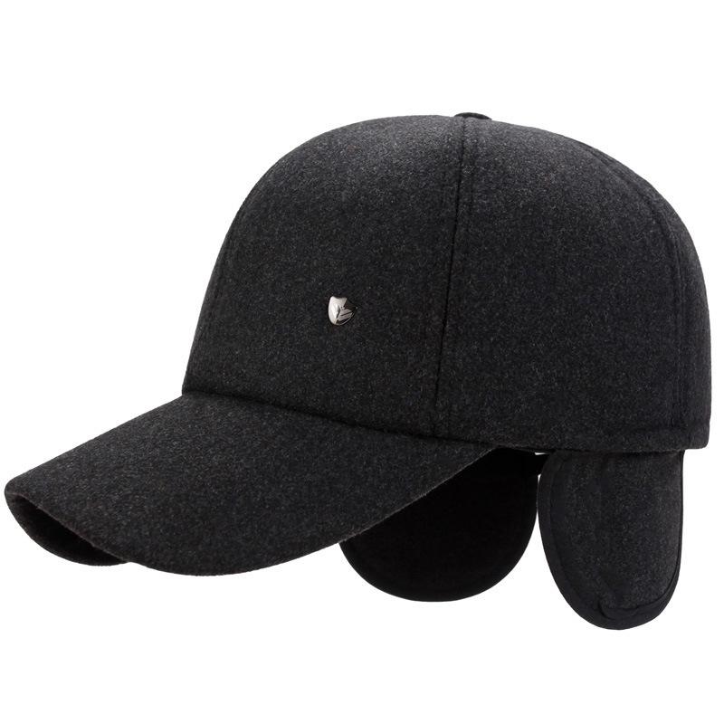 Wool Blend Earflap Baseball Cap - Warm, Thickened Cotton Hat for Men, Ideal for Outdoor Activities In Cold Weather (middle-aged and Elderly)