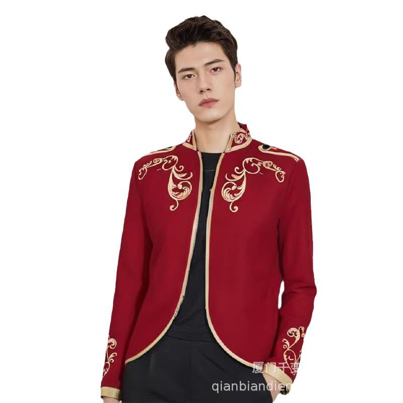 Halloween Men's Medieval Prince Gold Embroidered Jacket