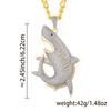 Collana Pendente Squalo DAXI Unisex alla Moda con Pieno Pavé di Diamanti e Catena a Maglia Cubana - Gioielli Hip Hop che Non Sbiadiscono
