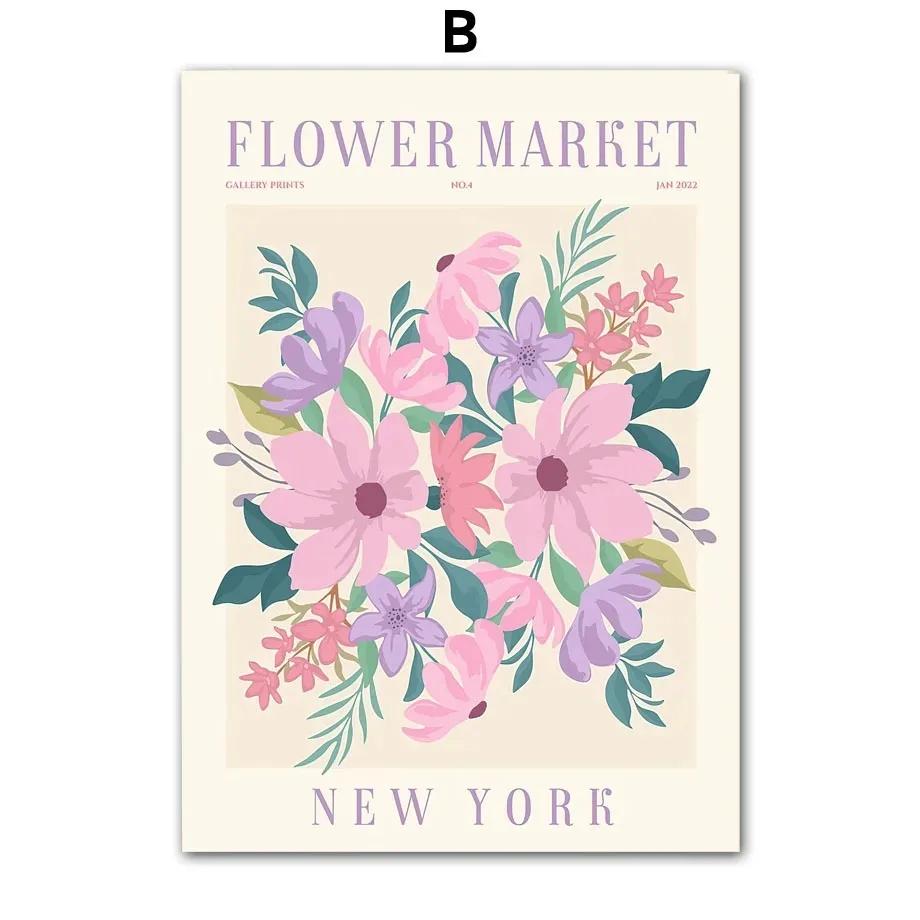 Colourful Flowers Market Daisy Lily Quote Wall Art Minimalist Print Canvas Painting Posters for Living Room Modern Home Decor