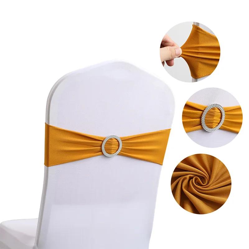 10/50 Pcs Polyester Spandex Chair Sashes Bands Stretch Chair Ties Bows with Buckle Slider for Wedding Banquet Party Decoration