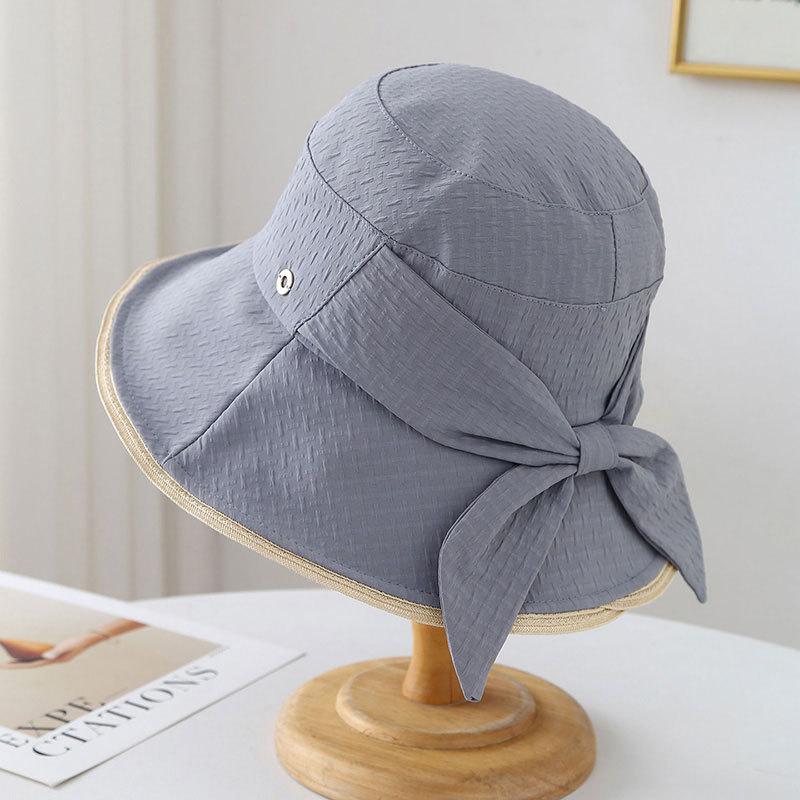 2026 New Women's Minimalist Bucket Hat, Contrast Trim & Tie Bow Detail Spring Summer Versatile Basin Cap Sunhat
