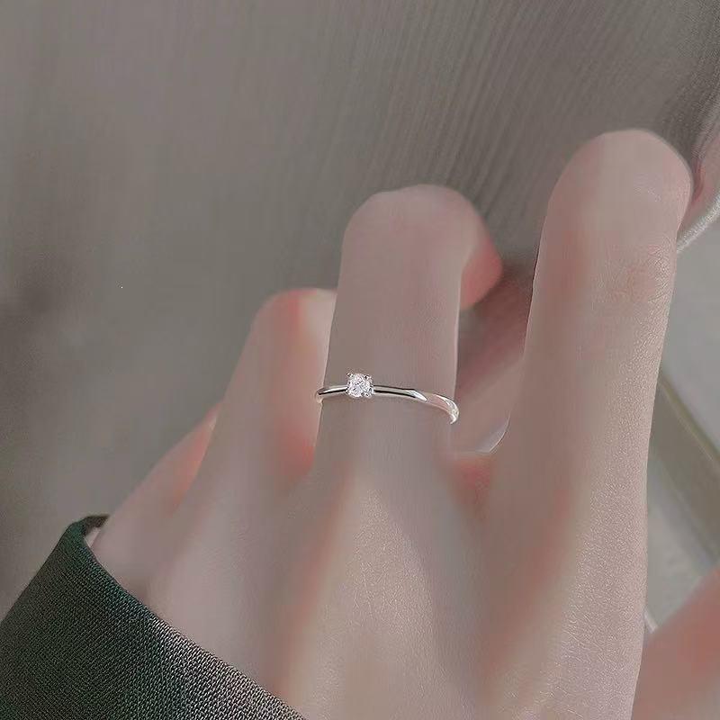 925 Sterling Silver Adjustable Anti-Diamond Engagement Ring for Men & Women - High-End Light Luxury Index Ring