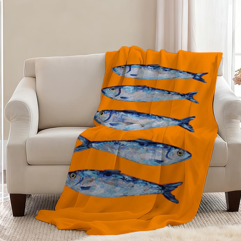 Blanket Throw Super Paintingjpg Cosy Plush Art Living Room Sofa Sardines Couch Childish Birthday Gifts