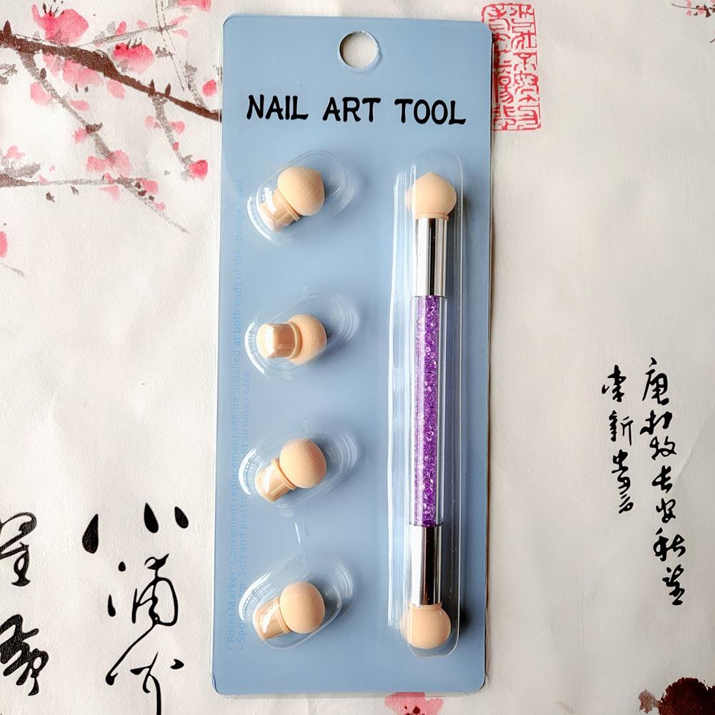 Portable Washable Double-Head Sponge Stained Pen Nail Art Painting Point Painting Tool