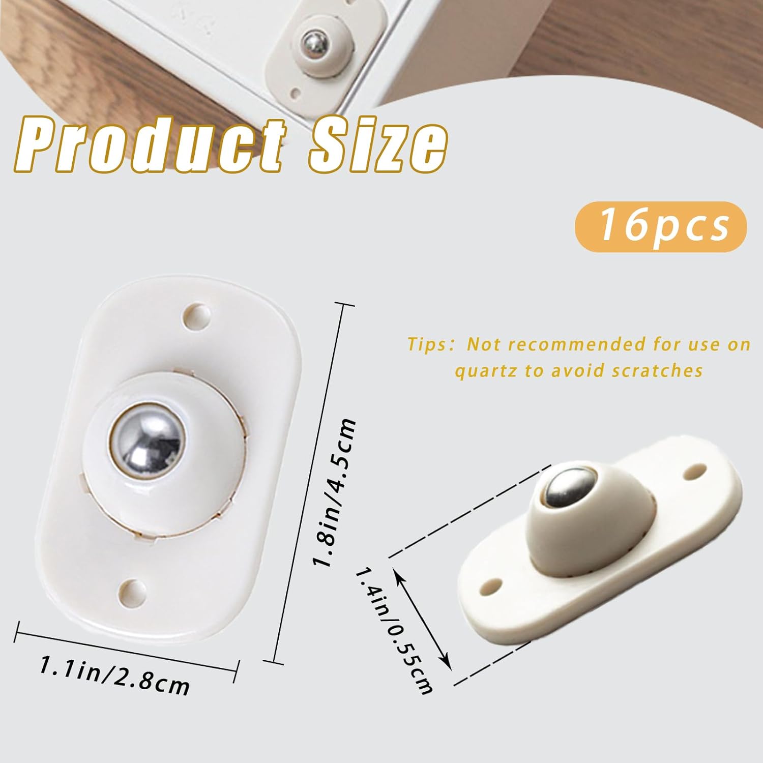 16 PCS Self-Adhesive Mini Casters, Household Appliance Rollers 360° Rotating Wanxiang Wheels Kitchen Appliance Rollers Sliders Countertop Mini Wivel