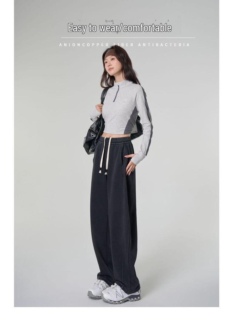 Extra Thick Black Wide-Leg Denim Women's Pants, Winter Retro Style with Plus Velvet Lining, 800g