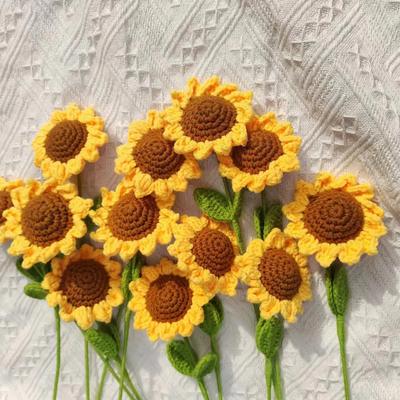 1pc Artificial Sunflower Knitted Flower Hand-woven Sunflower Bunch for Teacher's Day Mother's Day Gift Home Wedding Party Decor