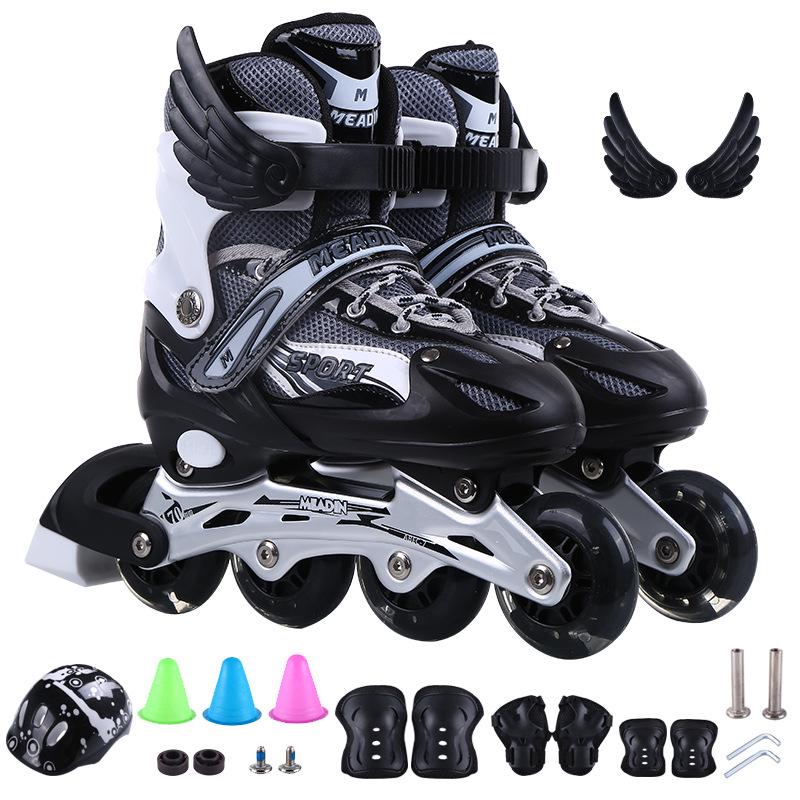Children's Adjustable Inline Roller Skates Set with Flash Wheels, Helmet, and Protective Gear