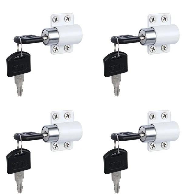 4Pcs Sliding Window Lock With Key Child Safety Protection  Anti-Theft Door  Push