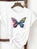 (Asian Size) Print Tee Butterfly Trend 90s Top Women Woman Fashion Clothing T Shirt  Female Short Sleeve Graphic T-shirts