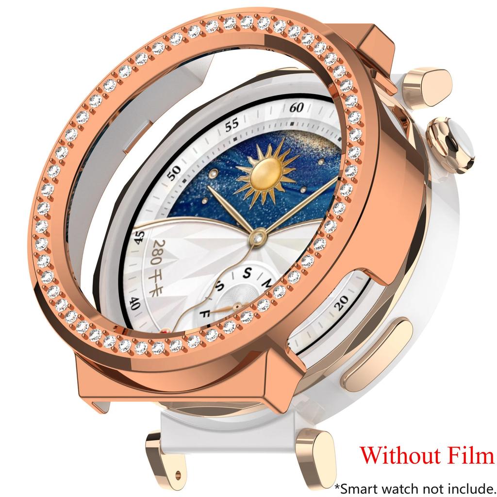 Bling PC Průhledné pouzdro pro Huawei Watch GT 5 4 41mm /5 Pro 42mm Kryt Kůže Samrt Pásek Diamantový Křišťálový Nárazník Ochranný GT5 GT4