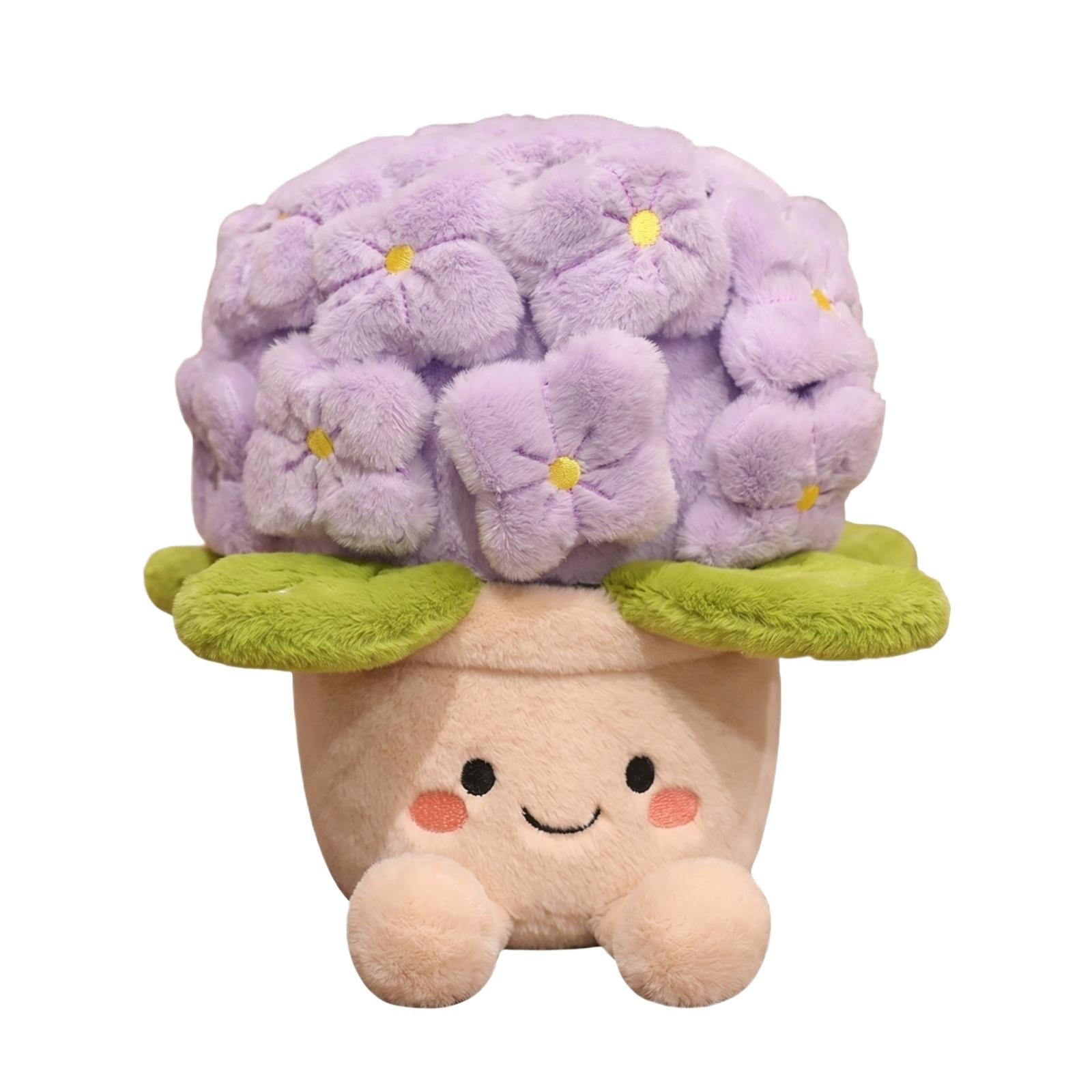 

Plush Stuffed Toy Soft Flower Pot Doll with Embroidered Face and Leaf Details Sitting Design Indoor Decorative Plush Toy Gift One Size фіолетовий