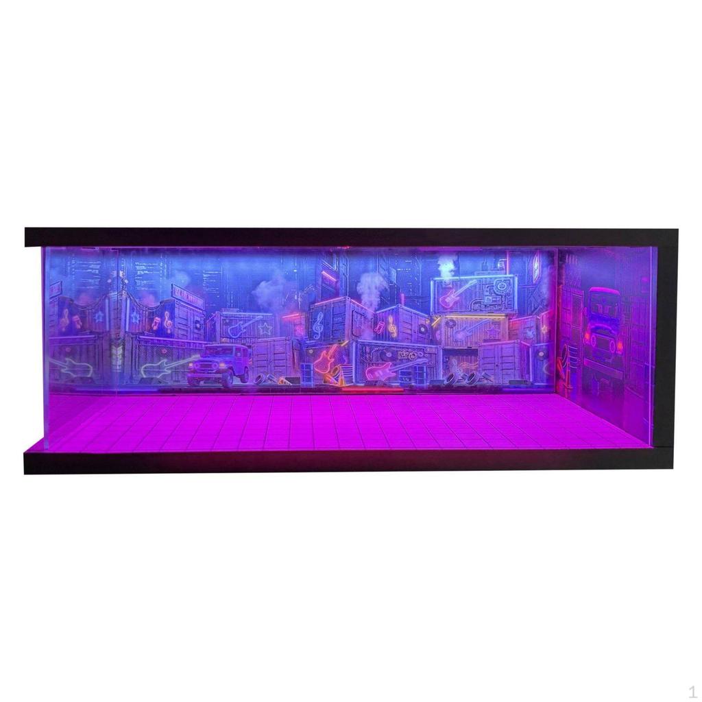 Lighted Model Car Garage 1:64 Scale Display Case USB Powered LED Diorama Box for