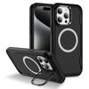 For iPhone 15 Pro Case Compatible with MagSafe Lens Frame Kickstand TPU+PC Shockproof Phone Cover