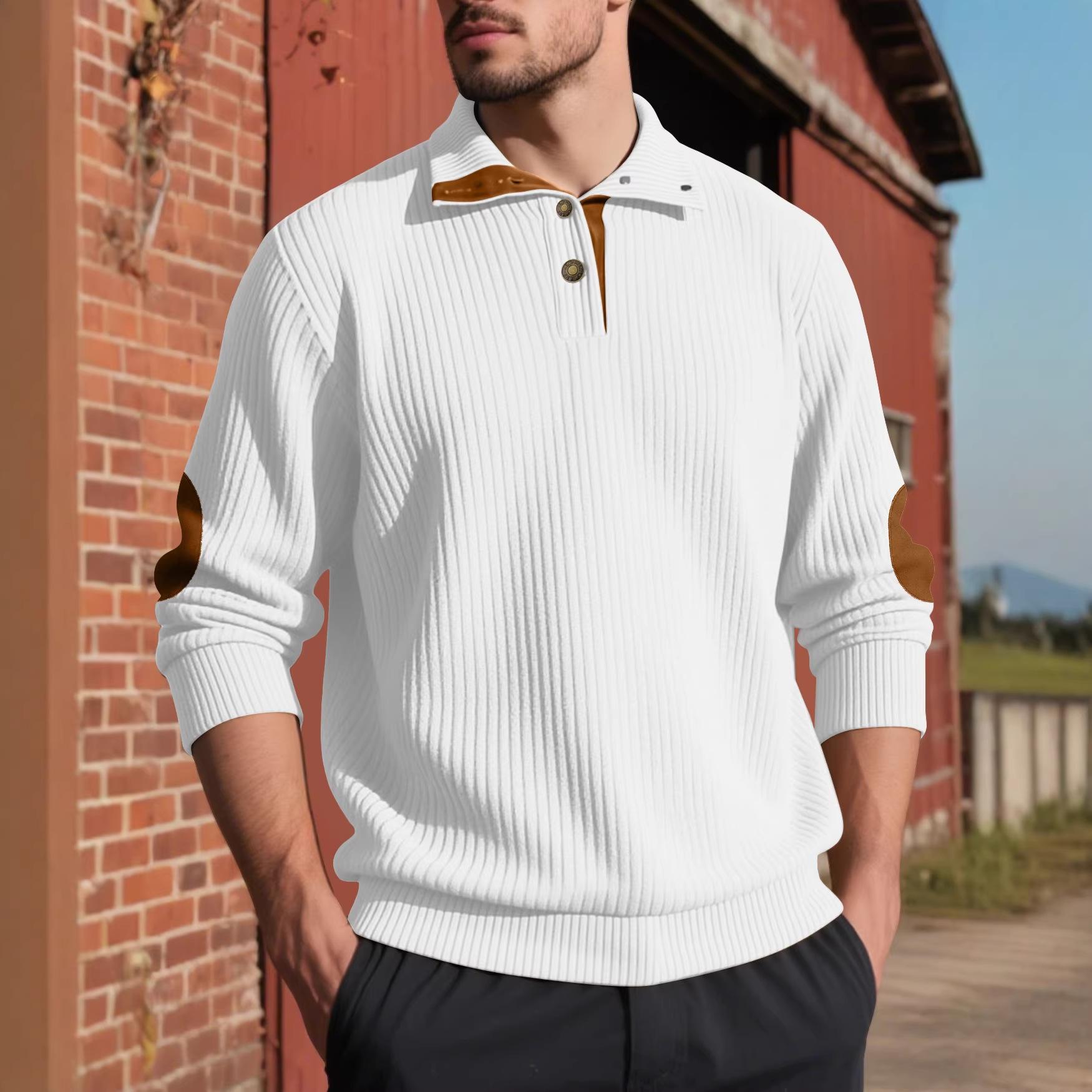 New Casual Oversized Patchwork Contrast Colour Ribbed Jacquard Textured Stand-Up Collar Pullover Hoodie S