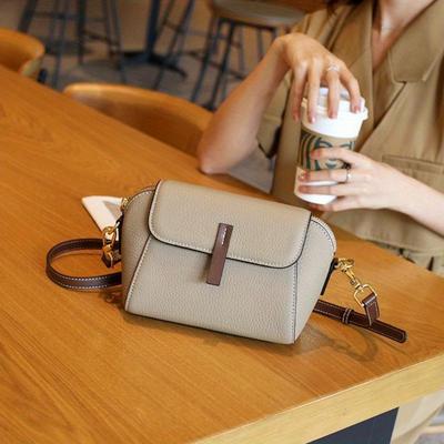 The First Layer Cowhide Small Bag Leather Women's Bag  New Shell Bag Versatile Women's Shoulder Messenger Bag
