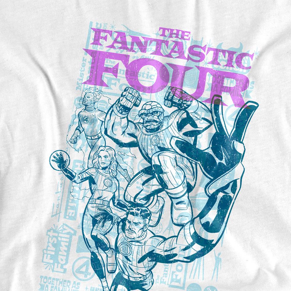 Fantastic Four Unisex Adult Lineart Heroic First Family T-Shirt