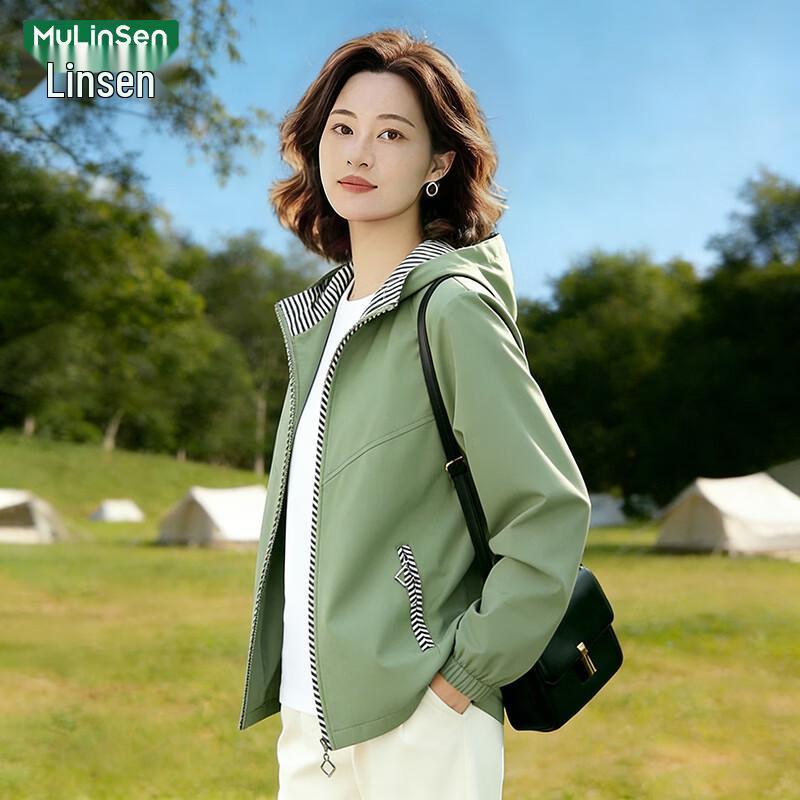 Women s Loose Fit Striped Hooded Jacket L