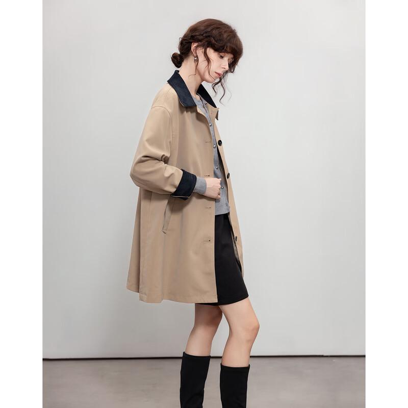 Demana Women's Retro Contrast Lapel Windbreaker