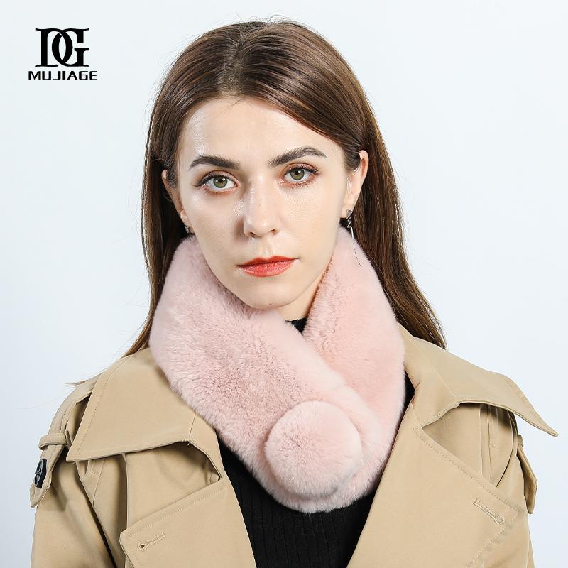 

Шарф женский зимний новый с мехом кролика выдры, милый меховой воротник для девочек, универсальный утолщенный теплый корейский вариант, меховой воротник