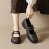 1024-2 Vintage Thick-Soled Mary Jane Small Leather Shoes Women'S Dress Carved Double-Strap Single Shoes Chunky Heel
