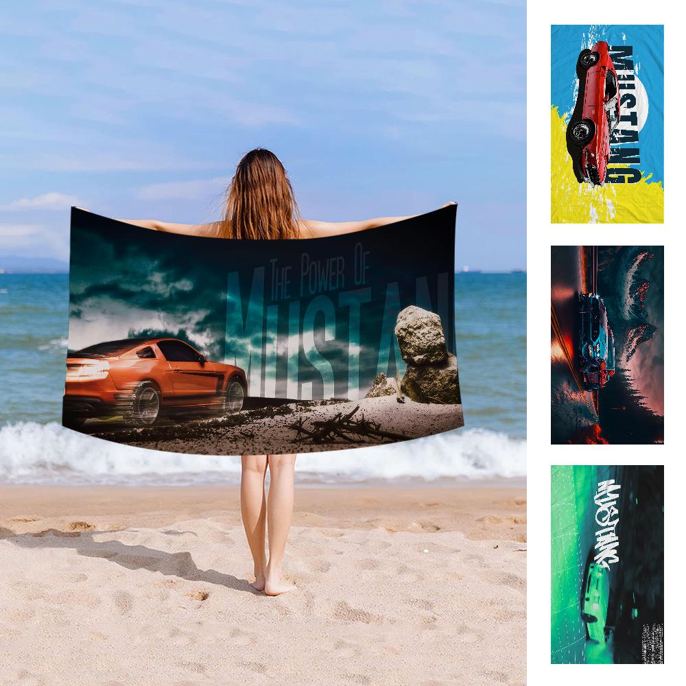 Logo auto Mustang Teli da Spiaggia Asciugamano da Doccia Asciugamano per Sauna Viaggio Spa Microfibra Asciugatura Rapida Accessori Palestra Carina Decorazione Stanza