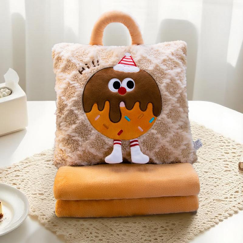 Cartoon Portable Pillow Quilt 2-in-1 Pillow Blanket Office Nap Pillow Car Folding Dopamine Pillow
