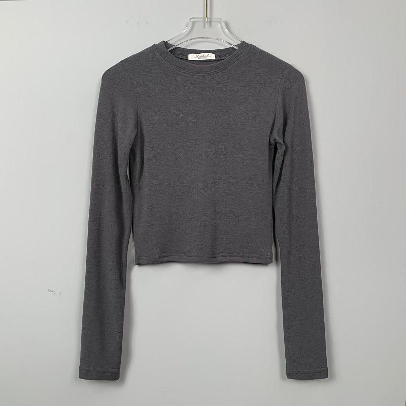 Dongdaemun Slim Fit Sexy Long Sleeve Cropped T-Shirt for Women