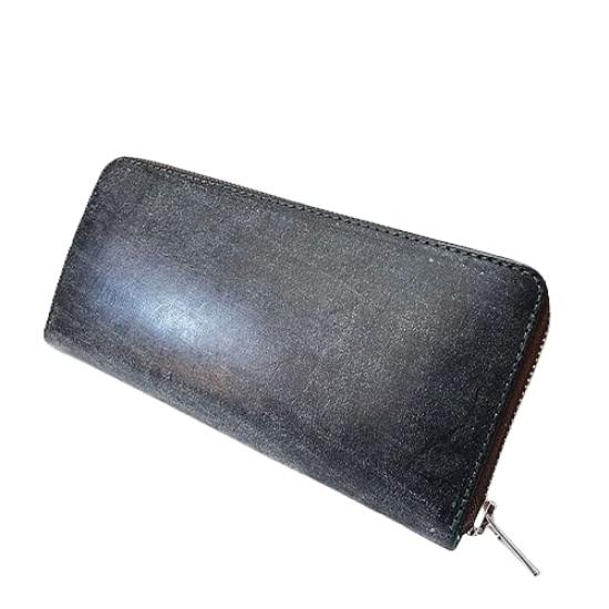 Thomas Ware Bridle Leather Round Zip Wallet in Black