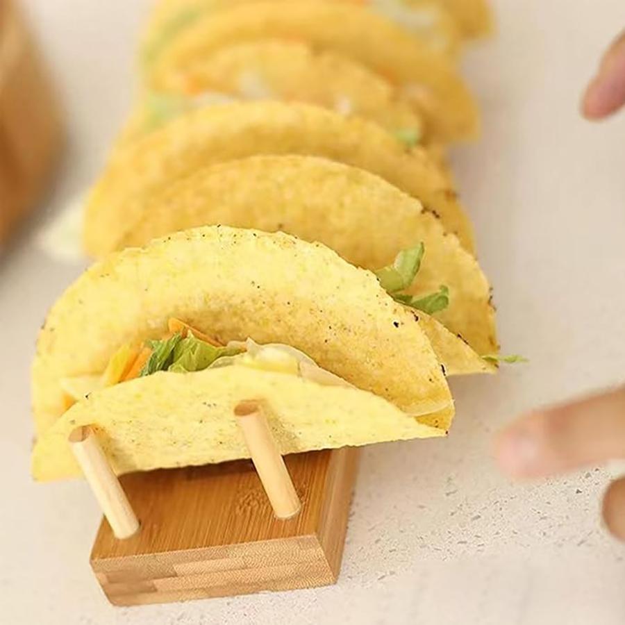 Bambus Taco Halter Jeder Taco Ständer fasst 8 Tacos Mehrzweck Lebensmittelständer Taco Ständer für harte Schalen für Küche Charcuterie Tortillas