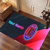 AC Milan Custom Crystal Velvet Rug, Personalized Name Text Print, Football Logo Soft Non‑Slip Floor Mat Home Decor Gift