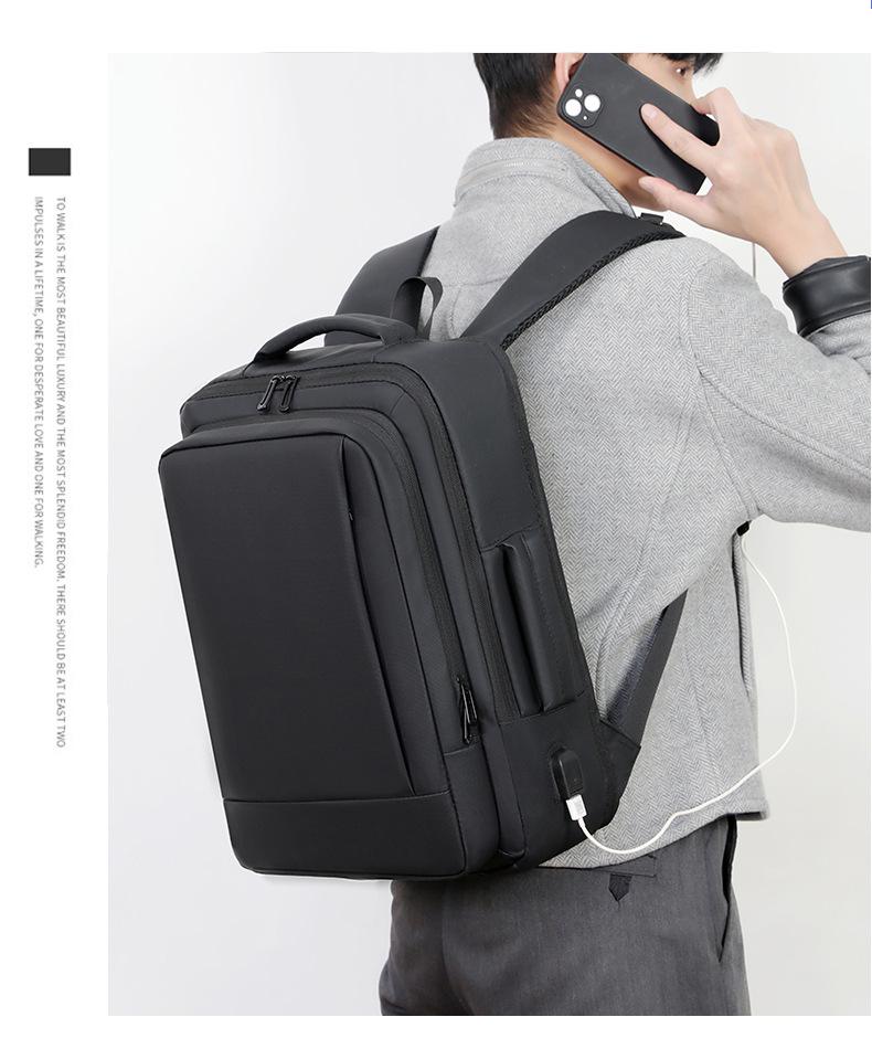 Men's Expandable Business Travel Backpack: Customizable Logo, Large Capacity, Fashionable Design, Computer Compatible.