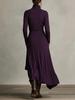 2025 European Women's Solid Color Long Sleeve Turtleneck Maxi Dress
