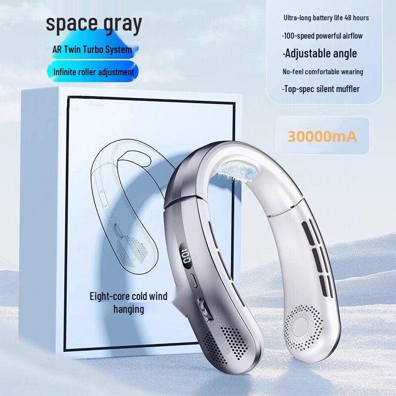 2025 Lazy Neck Fan: USB Rechargeable, 100-Speed, Bladeless, Ice Ceramic Cooling