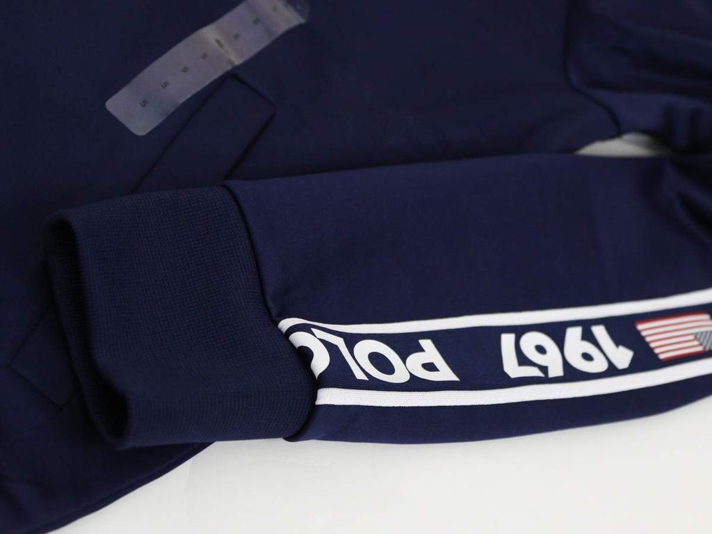 POLO Ralph Lauren Jersey Track Jacket with POLO Men's Full-Zip One-Point Embroidery, SPORT, 0102823-L-NAVY [Used]