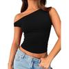Womens Short Tank Top Set Solid Color Splice Versatile Slim Fit Casual Daily Wear