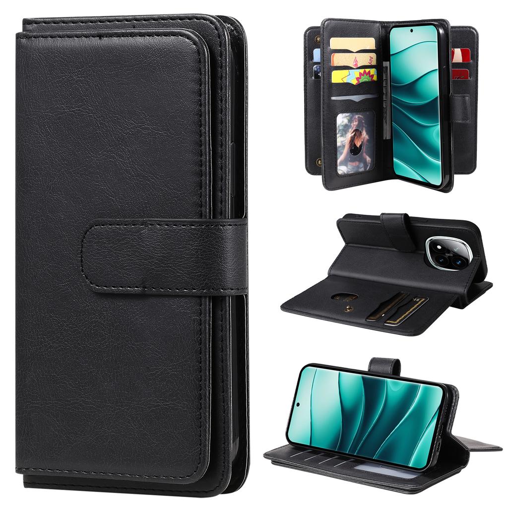 For Xiaomi Redmi Note 14 Pro+ 5G/Xiaomi Poco X7 5G/Xiaomi Redmi Note 14 Pro 5G Leather Case with 10 Card Holder Phone Cover Stand