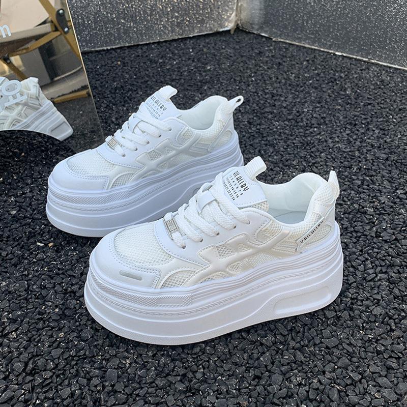 Height-increasing little white shoes women's new mesh spring and summer breathable 2025 casual sports dad shoes platform German training shoes