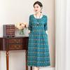 Übergröße Damen Langes Freizeitkleid Schmal geschnittenes Kleid Kurzarm Druckkleid Sommerkleid für Damen