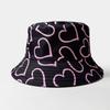 Double-sided Love Printed Bucket Hat Versatile Outdoor Sunshade Sun Hat Showing Washbasin Hat