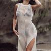 Swimming Cover Up For Ladies Outing Female Clothes Summer Bikini Knitted Beach Dress Sexy Hollow Vacation Beachwear