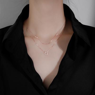Double-layer Necklace, Female Collarbone Chain, Simple Temperament, Niche Design Pendant, High-end Summer Neck Chain