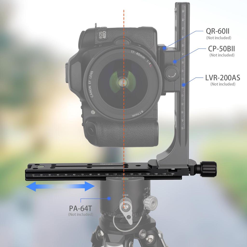 Haoge 200mm Nodal Slide Double Dovetail Focus Rail Plate with Metal Quick Release Clamp for Camera Panoramic Macro Photography with Arca Swiss RRS